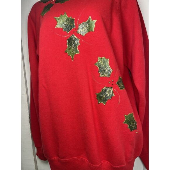Hanes Her Way Christmas Sweatshirt Pullover Red Vintage Holiday Festive Shirt - Picture 2 of 12